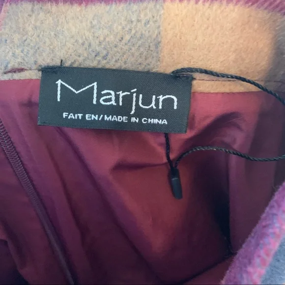 Marjun NWOT Blend Midi Skirt Womens Size 26 Waist Wool Plaid Designer Blue - Picture 3 of 12